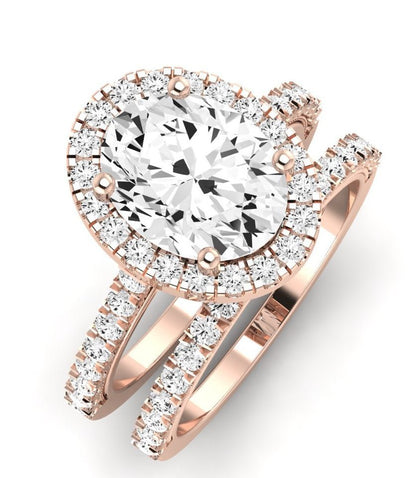 Florizel Moissanite Matching Band Only (does Not Include Engagement Ring) For Ring With Oval Center rosegold