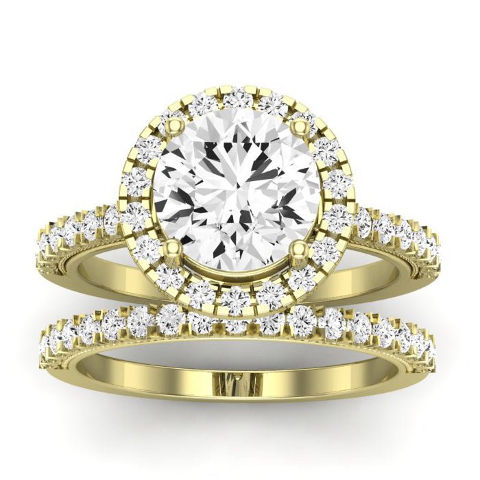 Florizel Moissanite Matching Band Only (does Not Include Engagement Ring) For Ring With Round Center yellowgold