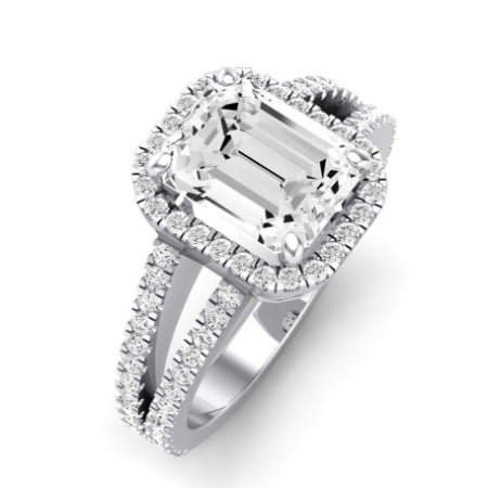 Freesia Diamond Matching Band Only (does Not Include Engagement Ring) For Ring With Emerald Center whitegold