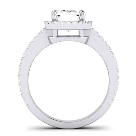 Freesia Diamond Matching Band Only (does Not Include Engagement Ring) For Ring With Emerald Center whitegold