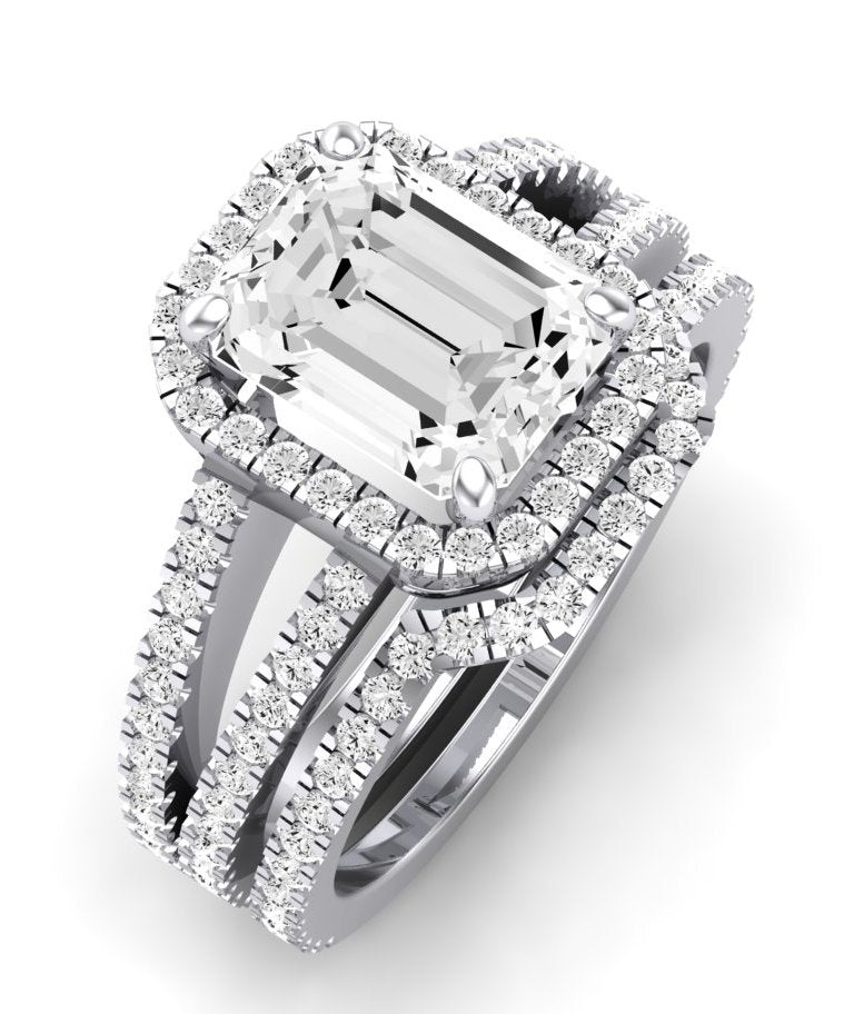 Freesia Diamond Matching Band Only (does Not Include Engagement Ring) For Ring With Emerald Center whitegold