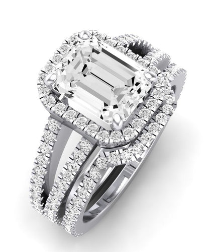 Freesia Diamond Matching Band Only (does Not Include Engagement Ring) For Ring With Emerald Center whitegold