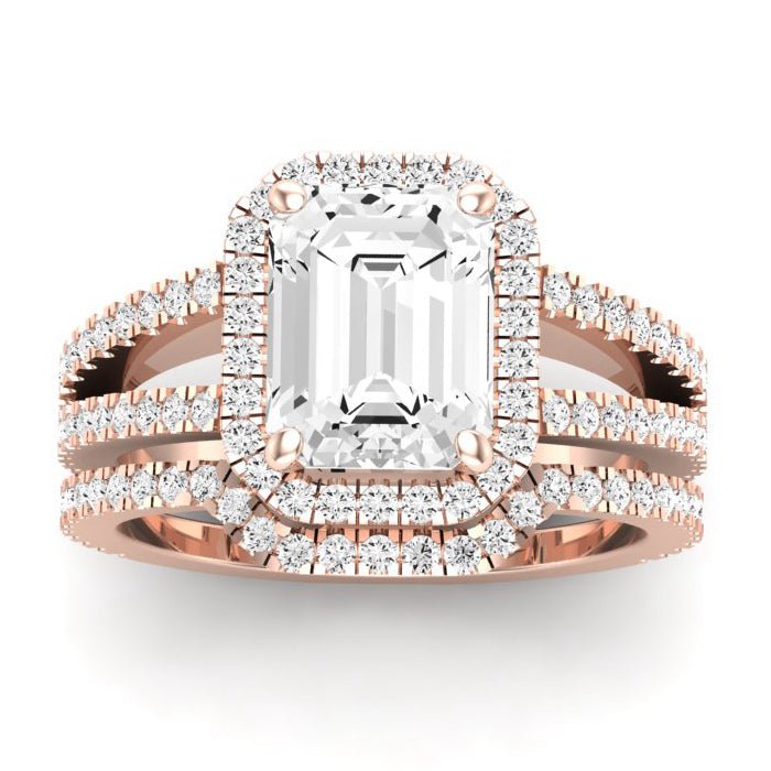 Freesia Diamond Matching Band Only (does Not Include Engagement Ring) For Ring With Emerald Center rosegold