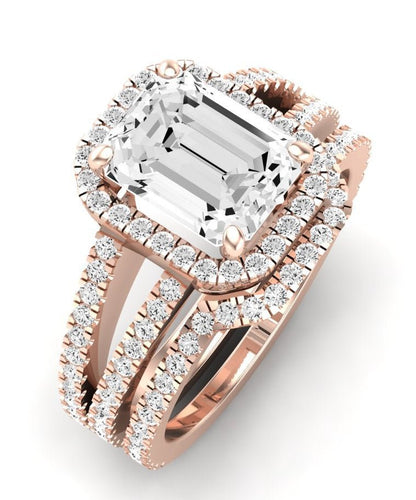 Freesia Diamond Matching Band Only (does Not Include Engagement Ring) For Ring With Emerald Center rosegold