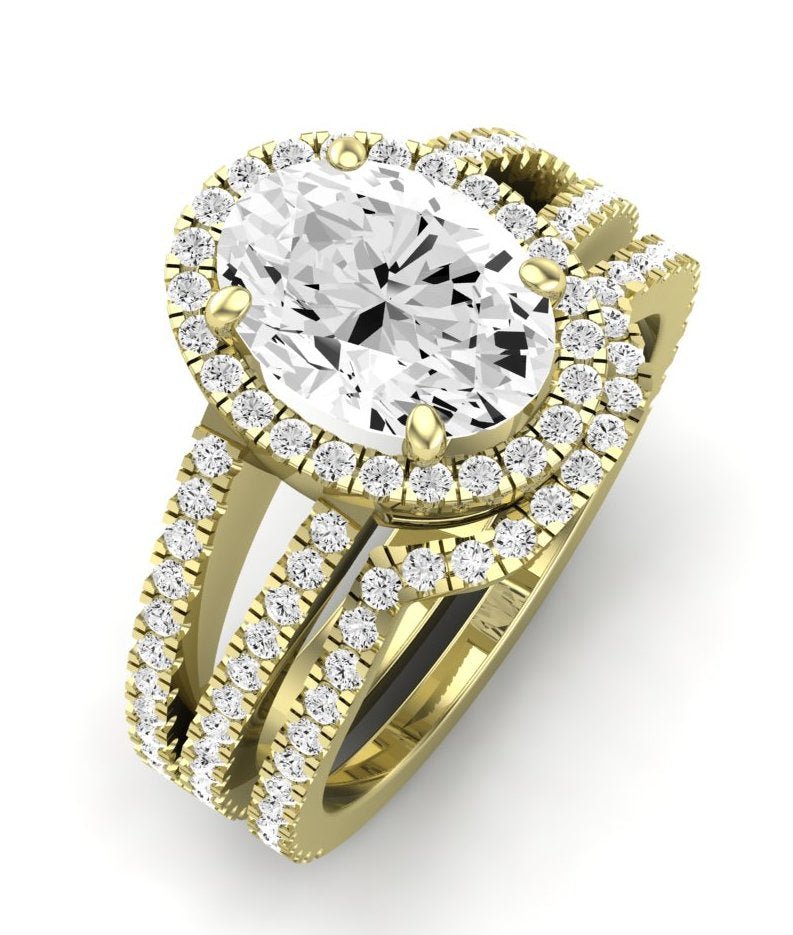 Freesia Diamond Matching Band Only (does Not Include Engagement Ring) For Ring With Oval Center yellowgold
