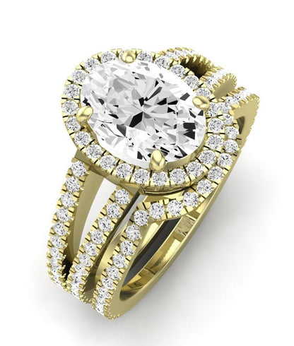 Freesia Diamond Matching Band Only (does Not Include Engagement Ring) For Ring With Oval Center yellowgold