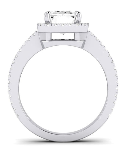 Freesia Emerald Moissanite Engagement Ring whitegold