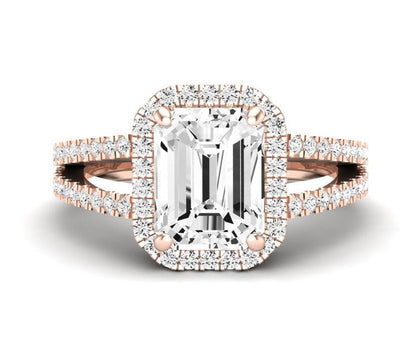 Freesia Emerald Moissanite Engagement Ring rosegold