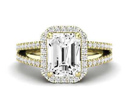 Freesia Emerald Moissanite Engagement Ring yellowgold