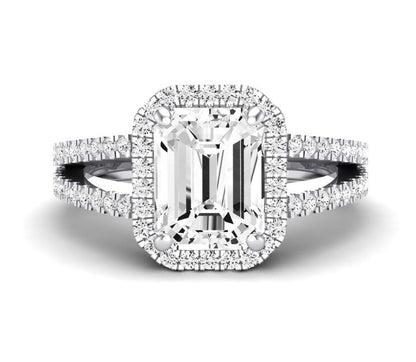 Freesia Emerald Moissanite Engagement Ring whitegold