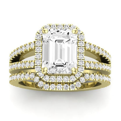 Freesia Diamond Matching Band Only (does Not Include Engagement Ring) For Ring With Emerald Center yellowgold