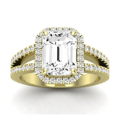 Freesia Diamond Matching Band Only (does Not Include Engagement Ring) For Ring With Emerald Center yellowgold