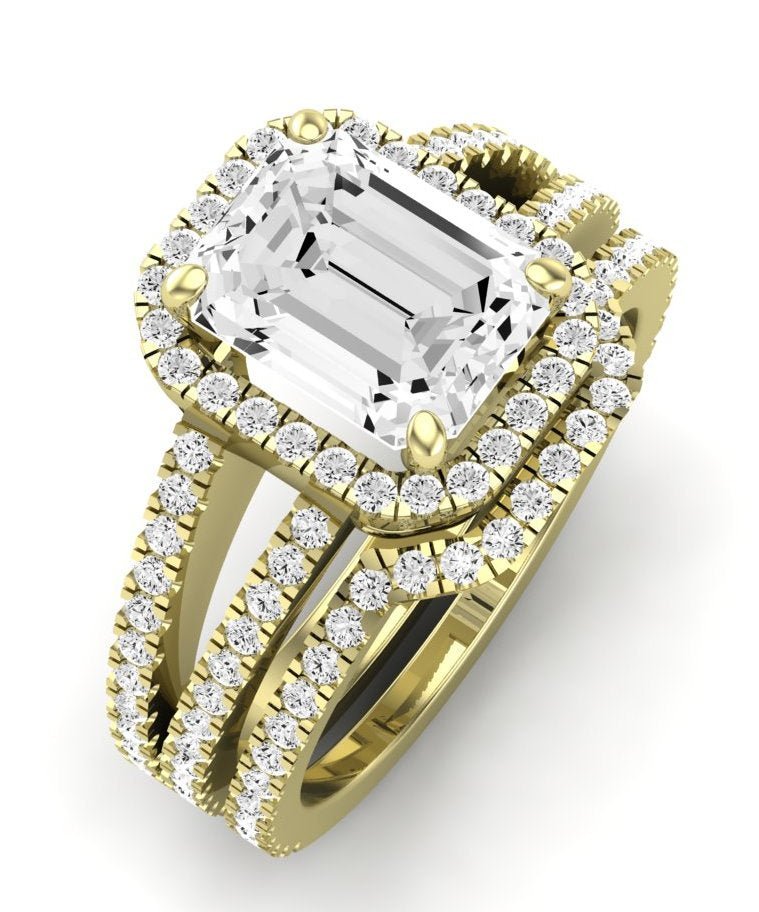 Freesia Diamond Matching Band Only (does Not Include Engagement Ring) For Ring With Emerald Center yellowgold