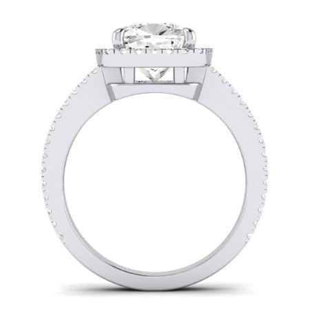 Freesia Moissanite Matching Band Only (does Not Include Engagement Ring) For Ring With Cushion Center whitegold