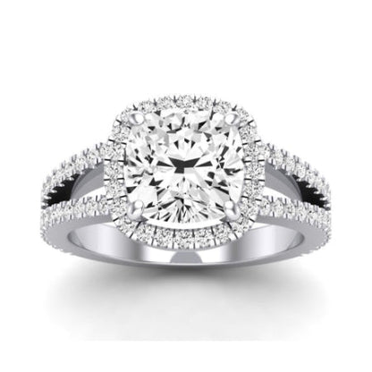 Freesia Moissanite Matching Band Only (does Not Include Engagement Ring) For Ring With Cushion Center whitegold