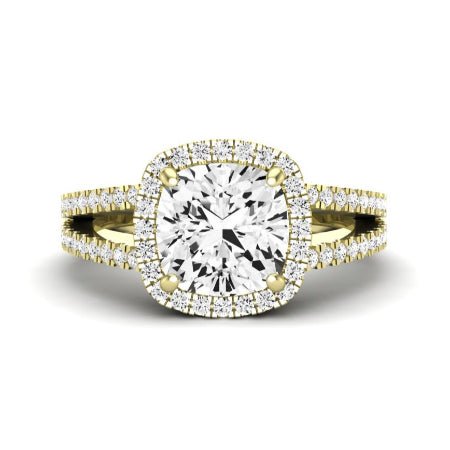Freesia Moissanite Matching Band Only (does Not Include Engagement Ring) For Ring With Cushion Center yellowgold