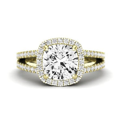Freesia Moissanite Matching Band Only (does Not Include Engagement Ring) For Ring With Cushion Center yellowgold