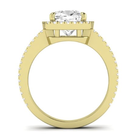 Freesia Moissanite Matching Band Only (does Not Include Engagement Ring) For Ring With Cushion Center yellowgold