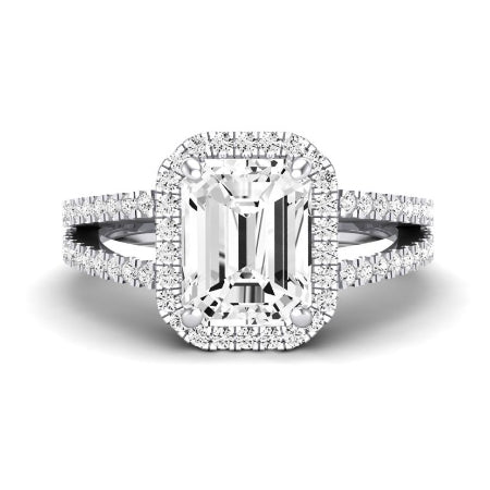 Freesia Moissanite Matching Band Only (does Not Include Engagement Ring) For Ring With Emerald Center whitegold