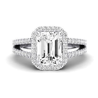 Freesia Moissanite Matching Band Only (does Not Include Engagement Ring) For Ring With Emerald Center whitegold