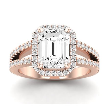 Freesia Moissanite Matching Band Only (does Not Include Engagement Ring) For Ring With Emerald Center rosegold