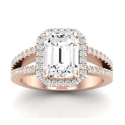 Freesia Moissanite Matching Band Only (does Not Include Engagement Ring) For Ring With Emerald Center rosegold
