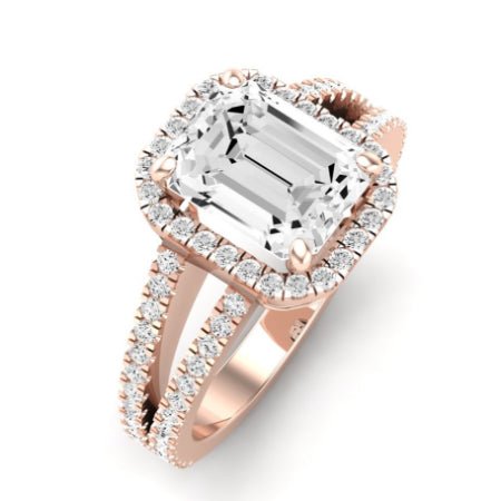 Freesia Moissanite Matching Band Only (does Not Include Engagement Ring) For Ring With Emerald Center rosegold