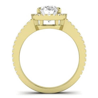 Freesia Moissanite Matching Band Only (does Not Include Engagement Ring) For Ring With Oval Center yellowgold