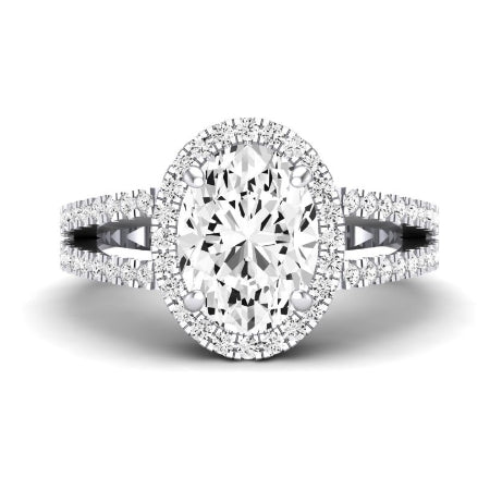 Freesia Moissanite Matching Band Only (does Not Include Engagement Ring) For Ring With Oval Center whitegold