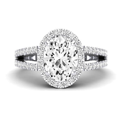 Freesia Moissanite Matching Band Only (does Not Include Engagement Ring) For Ring With Oval Center whitegold