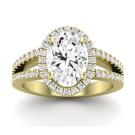 Freesia Moissanite Matching Band Only (does Not Include Engagement Ring) For Ring With Oval Center yellowgold