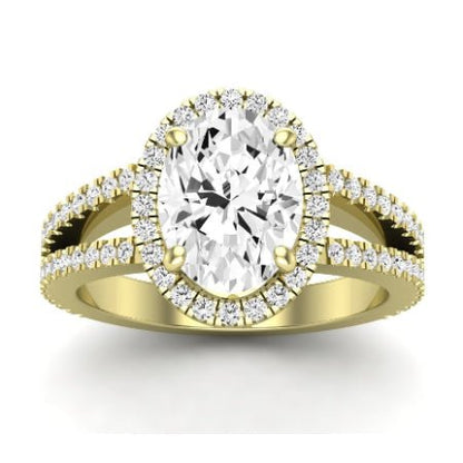 Freesia Moissanite Matching Band Only (does Not Include Engagement Ring) For Ring With Oval Center yellowgold