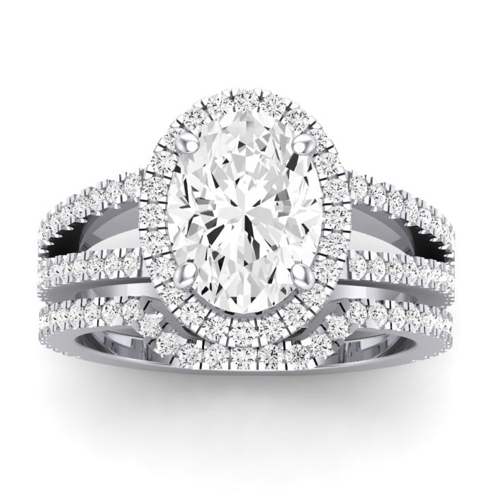 Freesia Moissanite Matching Band Only (does Not Include Engagement Ring) For Ring With Oval Center whitegold