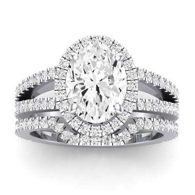Freesia Moissanite Matching Band Only (does Not Include Engagement Ring) For Ring With Oval Center whitegold