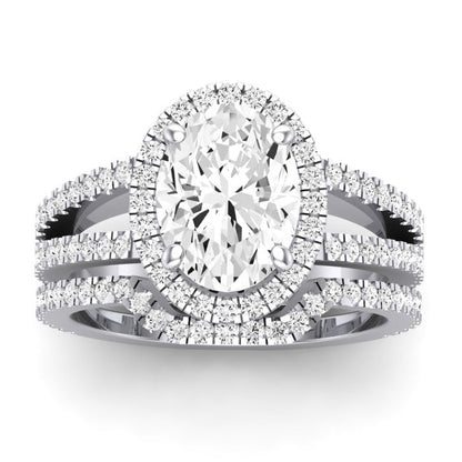 Freesia Moissanite Matching Band Only (does Not Include Engagement Ring) For Ring With Oval Center whitegold