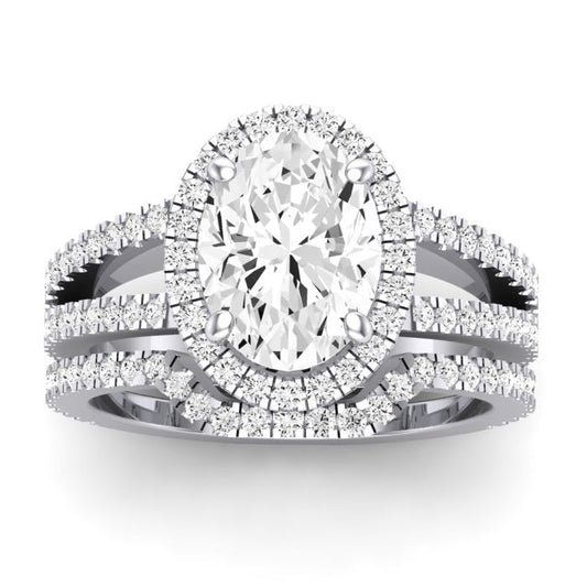 Freesia Moissanite Matching Band Only (does Not Include Engagement Ring) For Ring With Oval Center whitegold