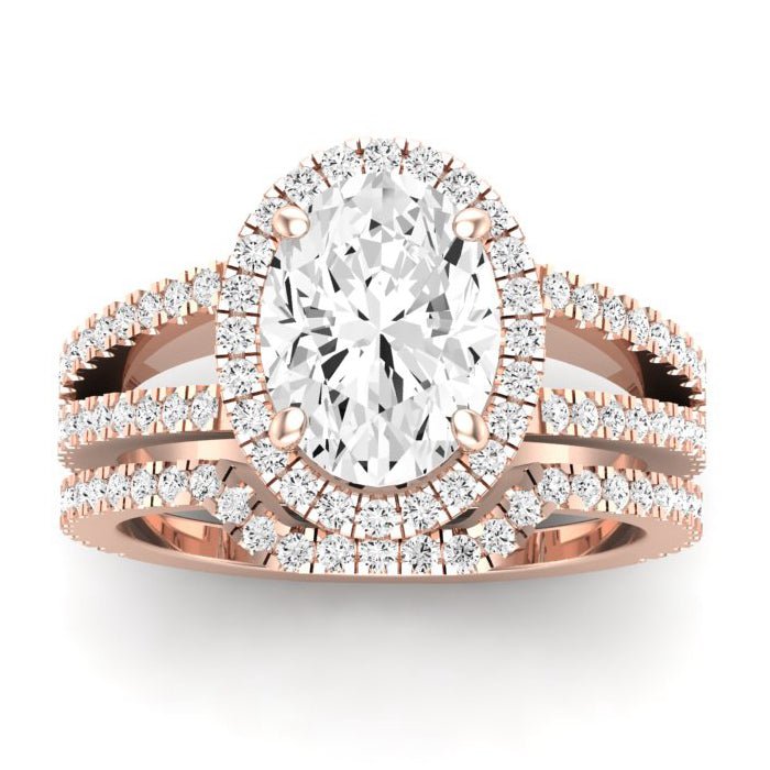 Freesia Moissanite Matching Band Only (does Not Include Engagement Ring) For Ring With Oval Center rosegold