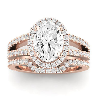 Freesia Moissanite Matching Band Only (does Not Include Engagement Ring) For Ring With Oval Center rosegold