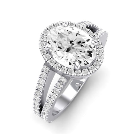 Freesia Moissanite Matching Band Only (does Not Include Engagement Ring) For Ring With Oval Center whitegold
