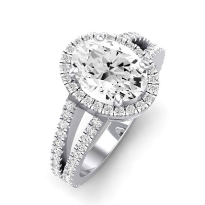 Freesia Moissanite Matching Band Only (does Not Include Engagement Ring) For Ring With Oval Center whitegold