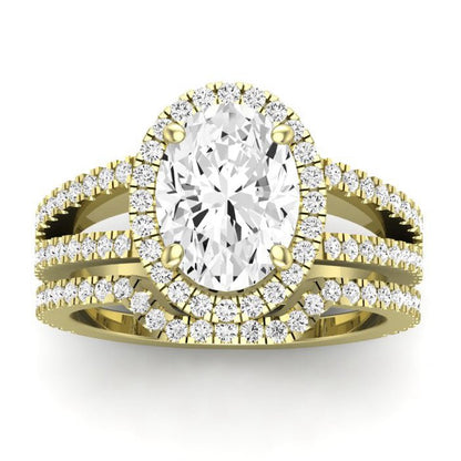 Freesia Moissanite Matching Band Only (does Not Include Engagement Ring) For Ring With Oval Center yellowgold