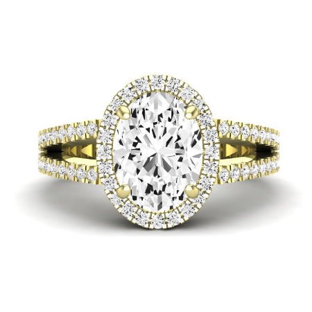 Freesia Moissanite Matching Band Only (does Not Include Engagement Ring) For Ring With Oval Center yellowgold