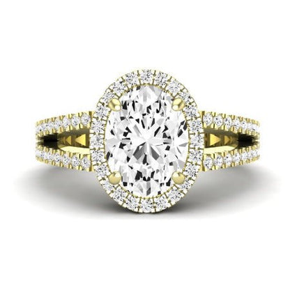 Freesia Moissanite Matching Band Only (does Not Include Engagement Ring) For Ring With Oval Center yellowgold