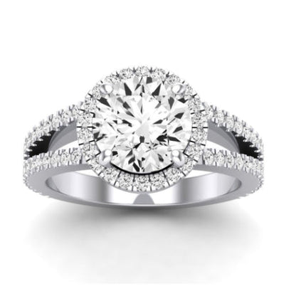 Freesia Moissanite Matching Band Only (does Not Include Engagement Ring) For Ring With Round Center whitegold