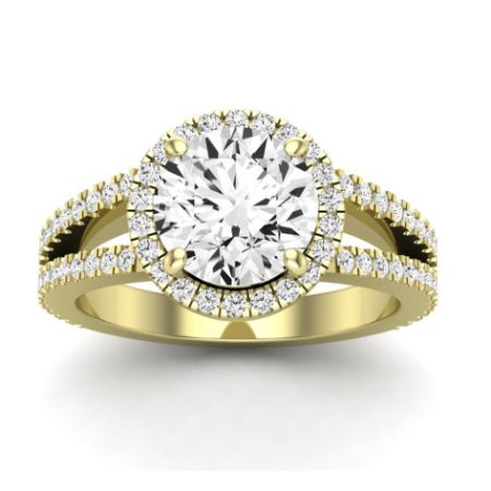Freesia Moissanite Matching Band Only (does Not Include Engagement Ring) For Ring With Round Center yellowgold