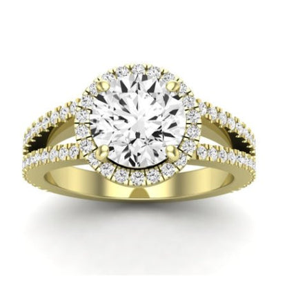 Freesia Moissanite Matching Band Only (does Not Include Engagement Ring) For Ring With Round Center yellowgold