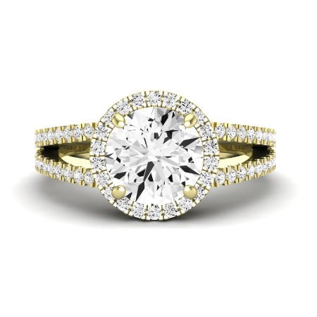 Freesia Moissanite Matching Band Only (does Not Include Engagement Ring) For Ring With Round Center yellowgold