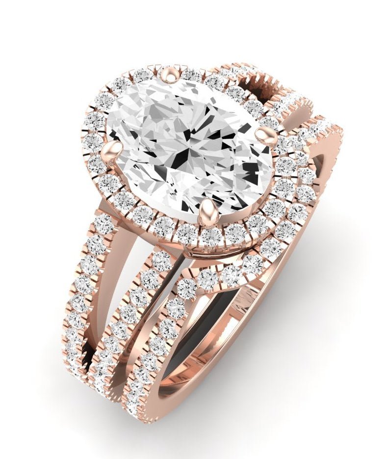 Freesia Oval Moissanite Bridal Set rosegold