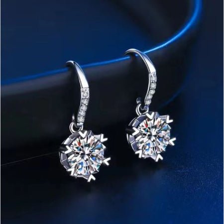 Frida Round Diamond Dangling Earrings (Clarity Enhanced) whitegold