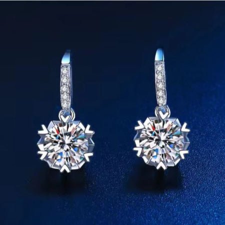 Frida Round Diamond Dangling Earrings (Clarity Enhanced) whitegold